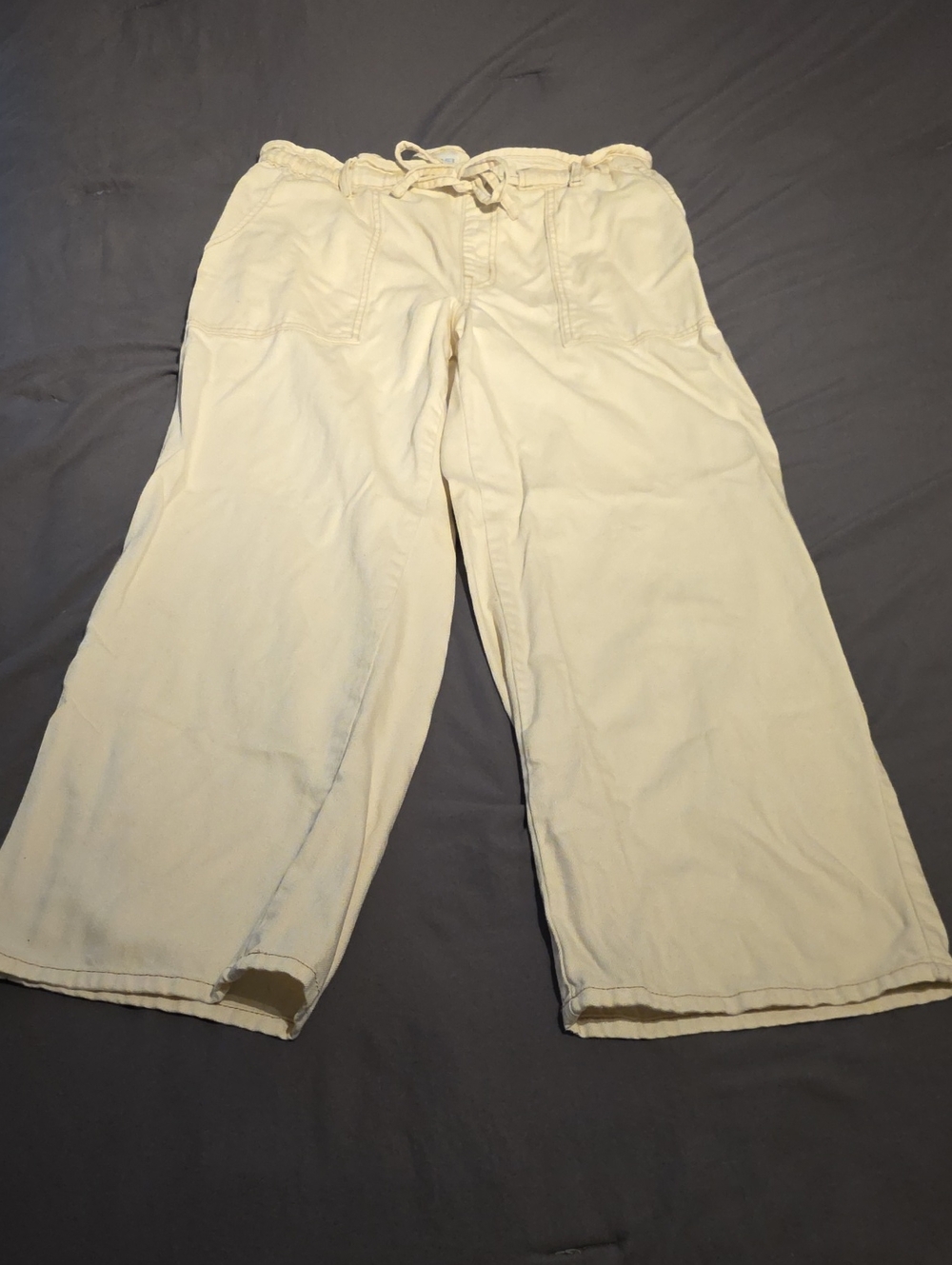 Time and Tru Wide-Leg Drawstring Pants in Cream